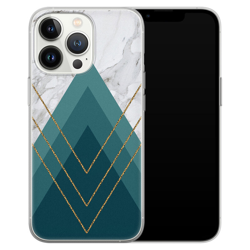 Leuke Telefoonhoesjes iPhone 13 Pro siliconen hoesje - Geometrisch blauw