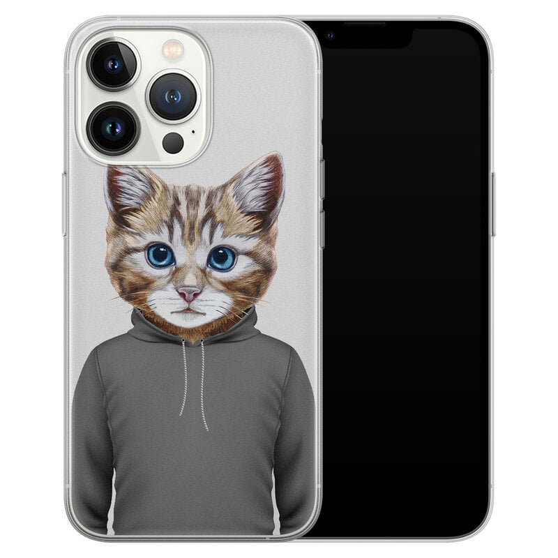 Leuke Telefoonhoesjes iPhone 13 Pro siliconen hoesje - Poezenhoofd