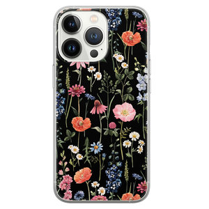 Leuke Telefoonhoesjes iPhone 13 Pro siliconen hoesje - Dark flowers