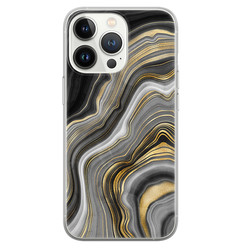 Leuke Telefoonhoesjes iPhone 13 Pro siliconen hoesje - Golden agate