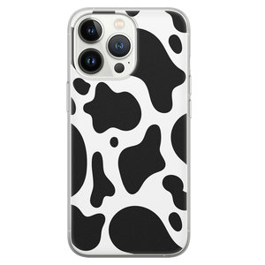 Leuke Telefoonhoesjes iPhone 13 Pro siliconen hoesje - Koeienprint