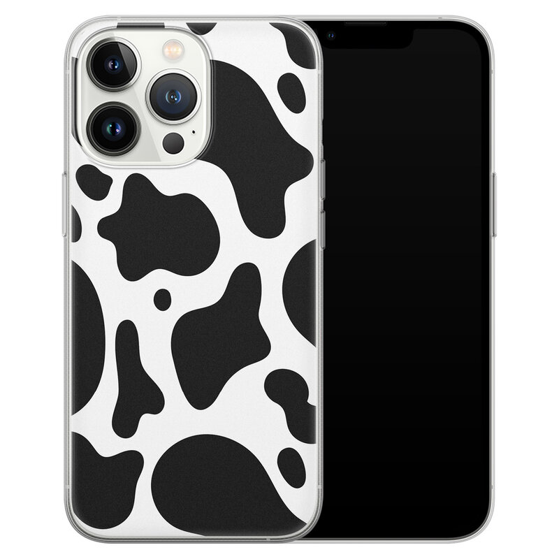 Leuke Telefoonhoesjes iPhone 13 Pro siliconen hoesje - Koeienprint