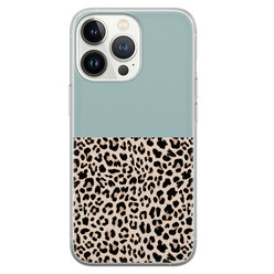 Leuke Telefoonhoesjes iPhone 13 Pro siliconen hoesje - Luipaard mint