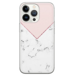 Leuke Telefoonhoesjes iPhone 13 Pro siliconen hoesje - Marmer roze grijs
