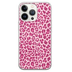 Leuke Telefoonhoesjes iPhone 13 Pro siliconen hoesje - Luipaard roze