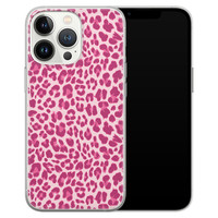 Leuke Telefoonhoesjes iPhone 13 Pro siliconen hoesje - Luipaard roze