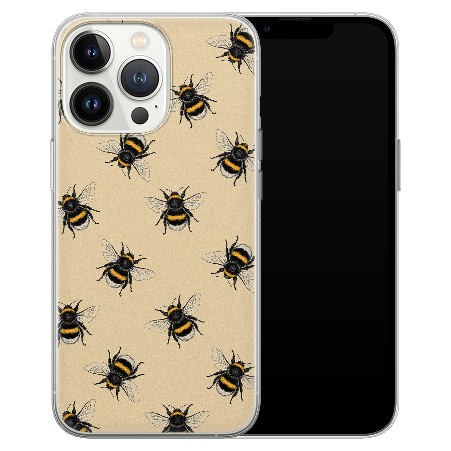 Leuke Telefoonhoesjes iPhone 13 Pro siliconen hoesje - Bee happy