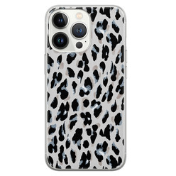 Leuke Telefoonhoesjes iPhone 13 Pro siliconen hoesje - Luipaard grijs