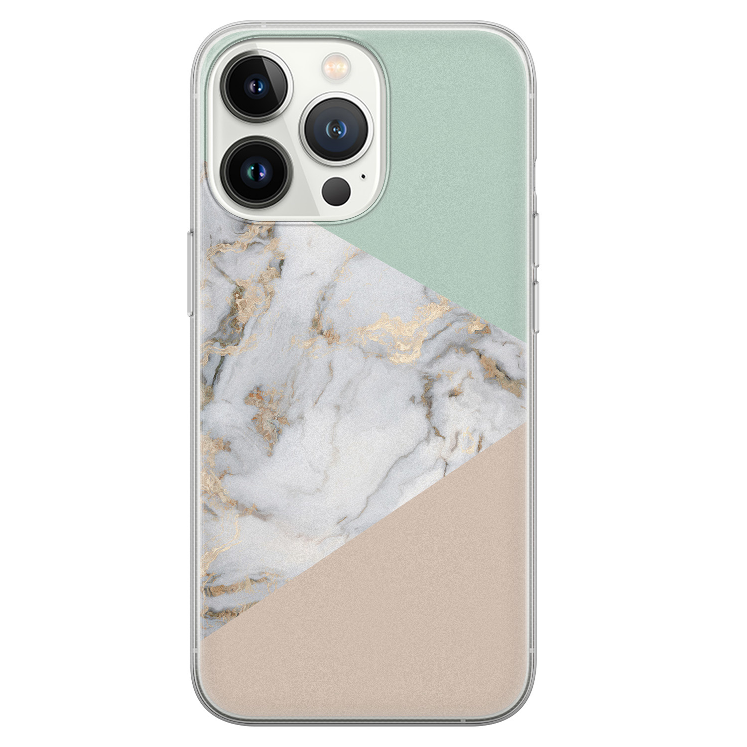 Leuke Telefoonhoesjes iPhone 13 Pro siliconen hoesje - Marmer pastel mix