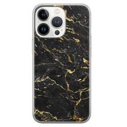 Leuke Telefoonhoesjes iPhone 13 Pro siliconen hoesje - Marmer zwart goud