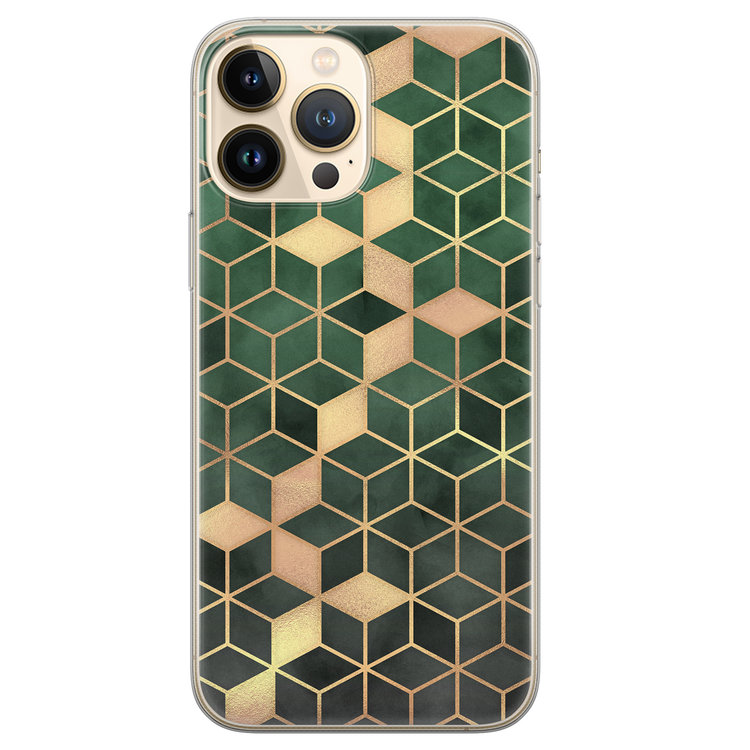 Leuke Telefoonhoesjes iPhone 13 Pro Max siliconen hoesje - Green cubes