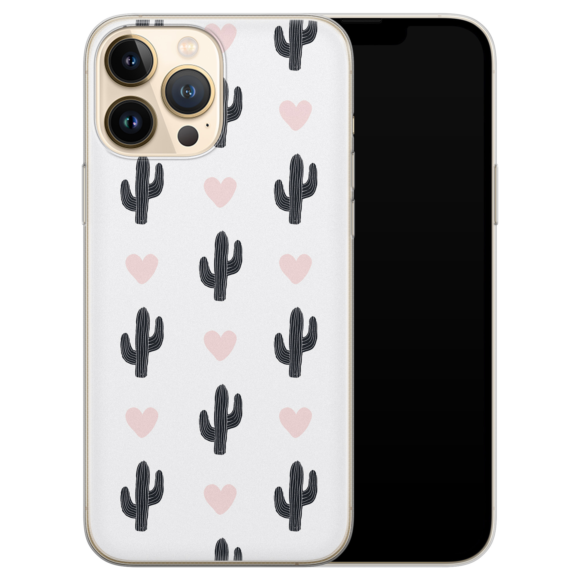 Leuke Telefoonhoesjes iPhone 13 Pro Max siliconen hoesje - Cactus love