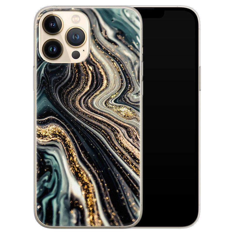 Leuke Telefoonhoesjes iPhone 13 Pro Max siliconen hoesje - Marmer swirl
