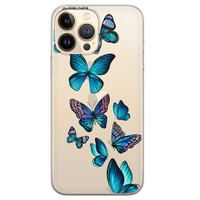 Leuke Telefoonhoesjes iPhone 13 Pro Max siliconen hoesje - Vlinders blauw