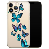 Leuke Telefoonhoesjes iPhone 13 Pro Max siliconen hoesje - Vlinders blauw