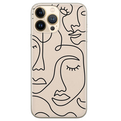 Leuke Telefoonhoesjes iPhone 13 Pro Max siliconen hoesje - Abstract gezicht lijnen