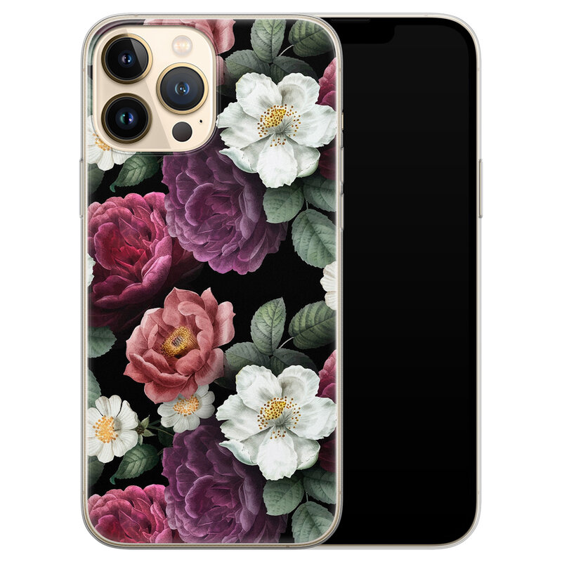 Leuke Telefoonhoesjes iPhone 13 Pro Max siliconen hoesje - Bloemenliefde