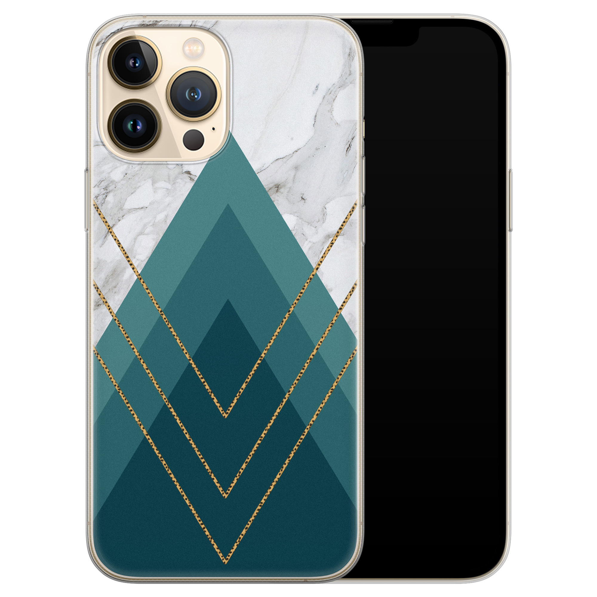 Leuke Telefoonhoesjes iPhone 13 Pro Max siliconen hoesje - Geometrisch blauw