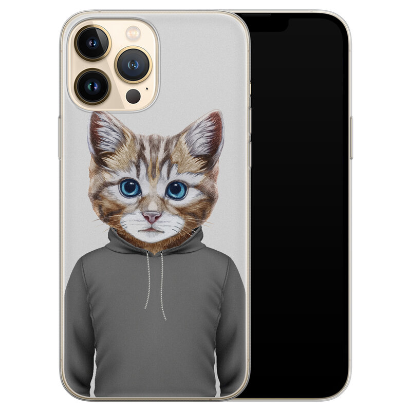 Leuke Telefoonhoesjes iPhone 13 Pro Max siliconen hoesje - Poezenhoofd