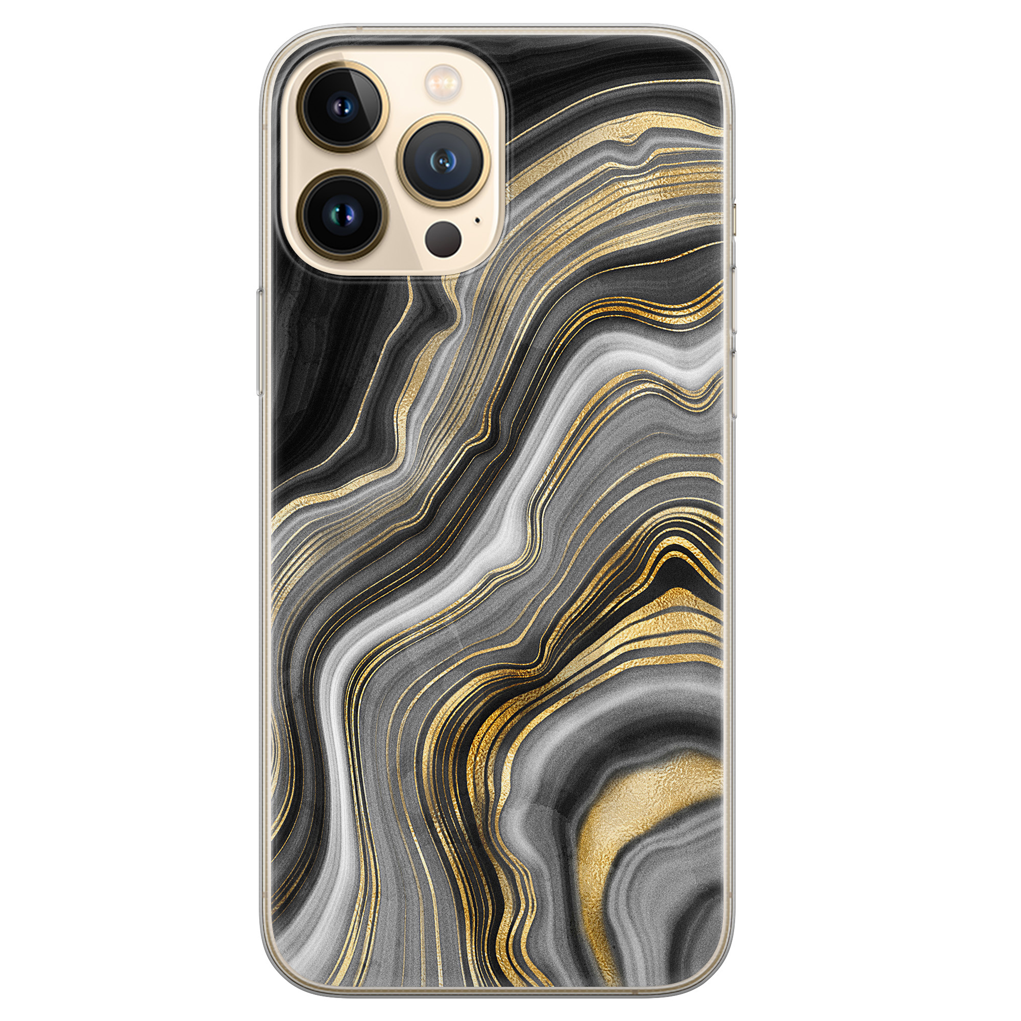 Leuke Telefoonhoesjes iPhone 13 Pro Max siliconen hoesje - Golden agate