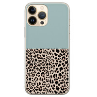 Leuke Telefoonhoesjes iPhone 13 Pro Max siliconen hoesje - Luipaard mint