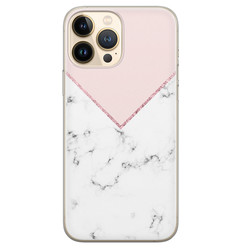 Leuke Telefoonhoesjes iPhone 13 Pro Max siliconen hoesje - Marmer roze grijs