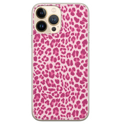 Leuke Telefoonhoesjes iPhone 13 Pro Max siliconen hoesje - Luipaard roze