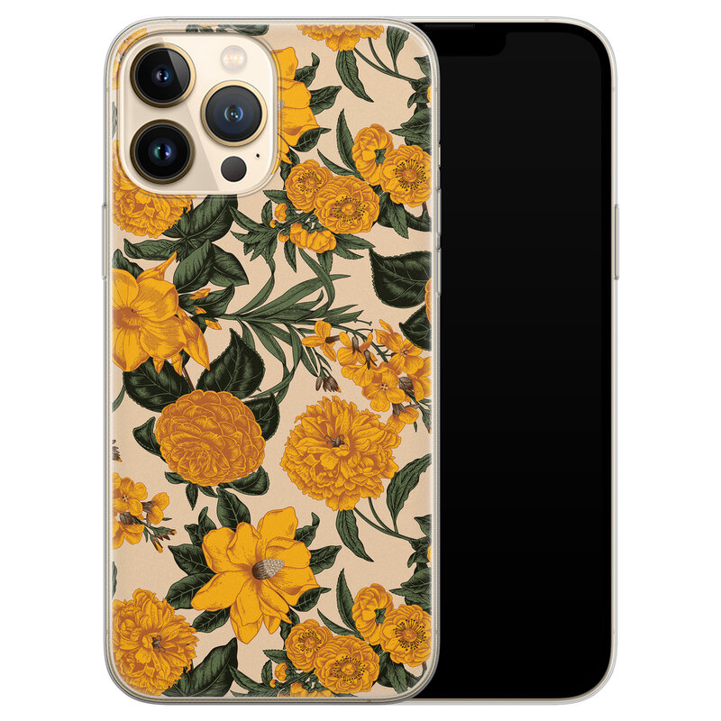 Leuke Telefoonhoesjes iPhone 13 Pro Max siliconen hoesje - Retro flowers