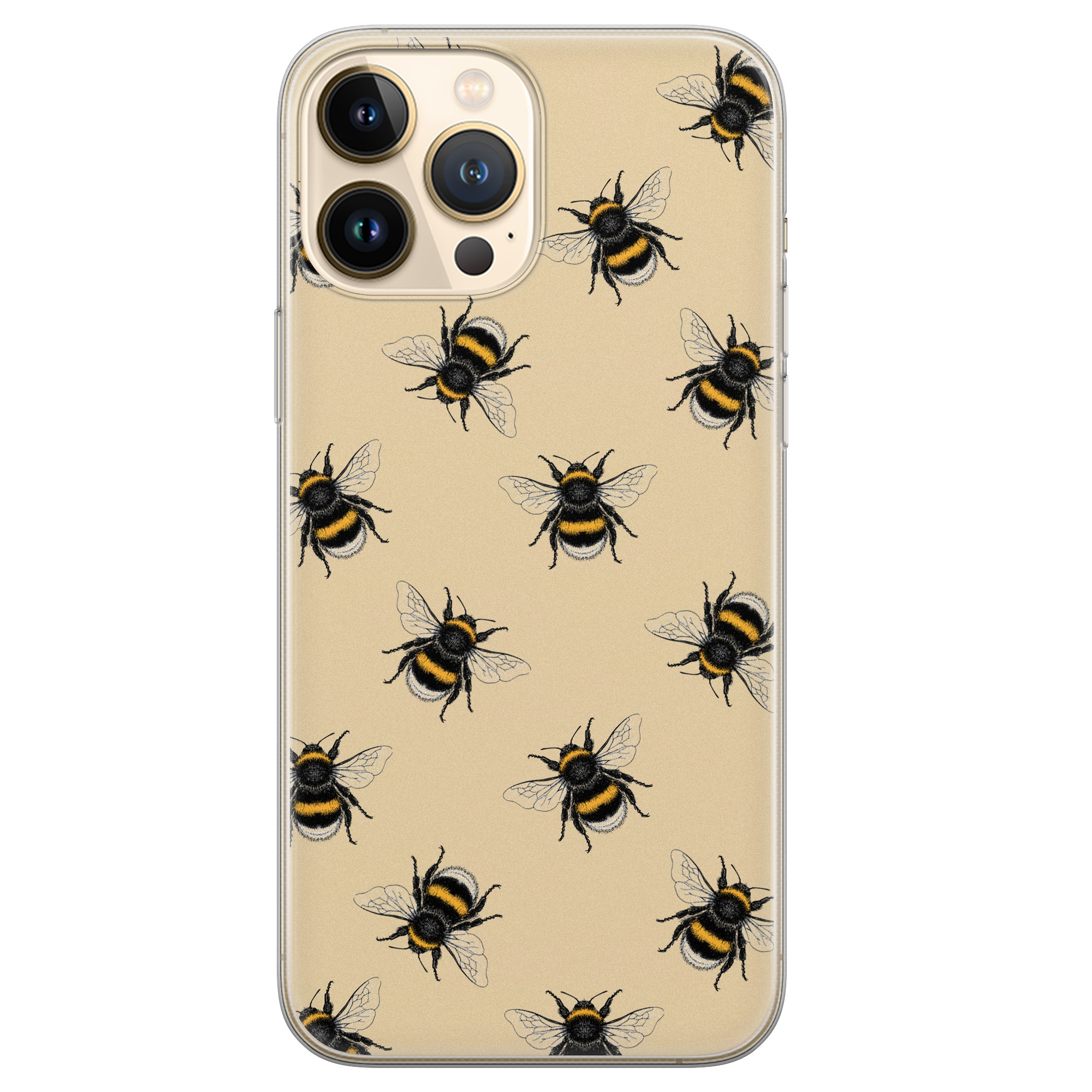 Leuke Telefoonhoesjes iPhone 13 Pro Max siliconen hoesje - Bee happy