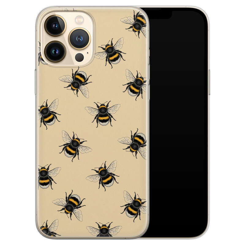 Leuke Telefoonhoesjes iPhone 13 Pro Max siliconen hoesje - Bee happy
