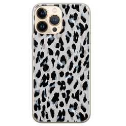 Leuke Telefoonhoesjes iPhone 13 Pro Max siliconen hoesje - Luipaard grijs