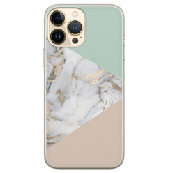 Leuke Telefoonhoesjes iPhone 13 Pro Max siliconen hoesje - Marmer pastel mix