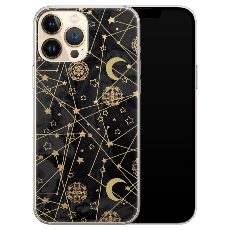 Leuke Telefoonhoesjes iPhone 13 Pro Max siliconen hoesje - Sun, moon, stars