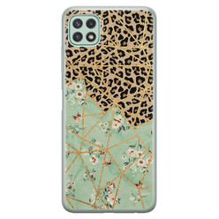 Leuke Telefoonhoesjes Samsung Galaxy A22 5G siliconen hoesje - Luipaard flower print