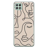 Leuke Telefoonhoesjes Samsung Galaxy A22 5G siliconen hoesje - Abstract gezicht lijnen