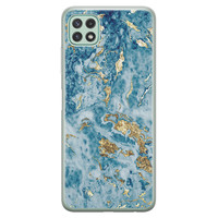 Leuke Telefoonhoesjes Samsung Galaxy A22 5G siliconen hoesje - Goud blauw marmer