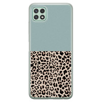 Leuke Telefoonhoesjes Samsung Galaxy A22 5G siliconen hoesje - Luipaard mint