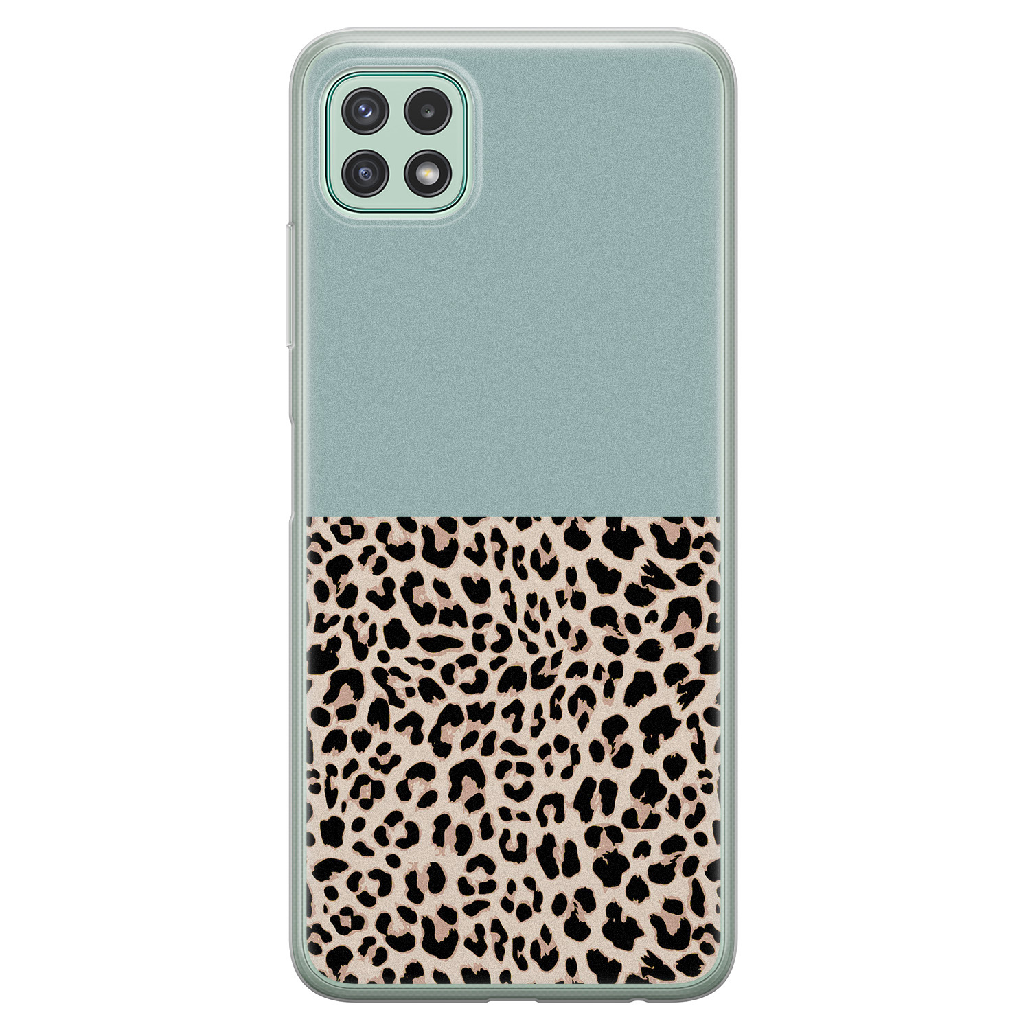 Leuke Telefoonhoesjes Samsung Galaxy A22 5G siliconen hoesje - Luipaard mint