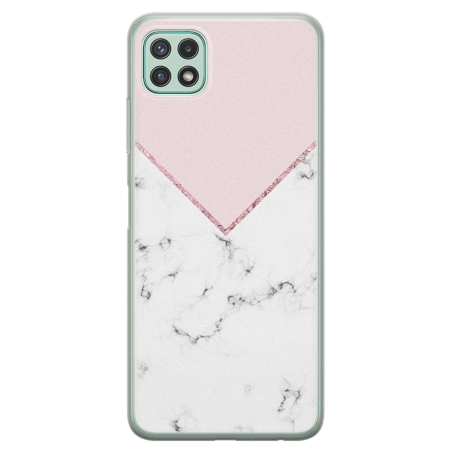 Leuke Telefoonhoesjes Samsung Galaxy A22 5G siliconen hoesje - Marmer roze grijs