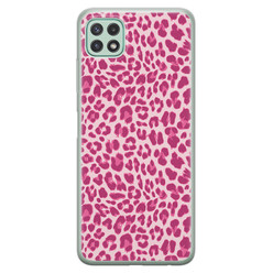 Leuke Telefoonhoesjes Samsung Galaxy A22 5G siliconen hoesje - Luipaard roze