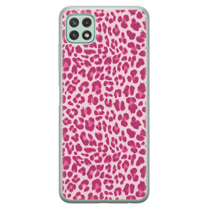 Leuke Telefoonhoesjes Samsung Galaxy A22 5G siliconen hoesje - Luipaard roze