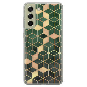 Leuke Telefoonhoesjes Samsung Galaxy S21 FE siliconen hoesje - Green cubes