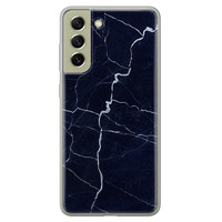 Leuke Telefoonhoesjes Samsung Galaxy S21 FE siliconen hoesje - Marmer navy blauw