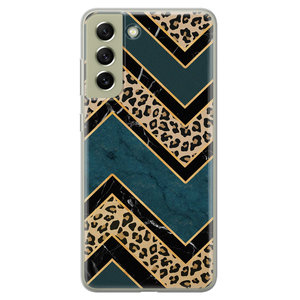 Leuke Telefoonhoesjes Samsung Galaxy S21 FE siliconen hoesje - Luipaard zigzag