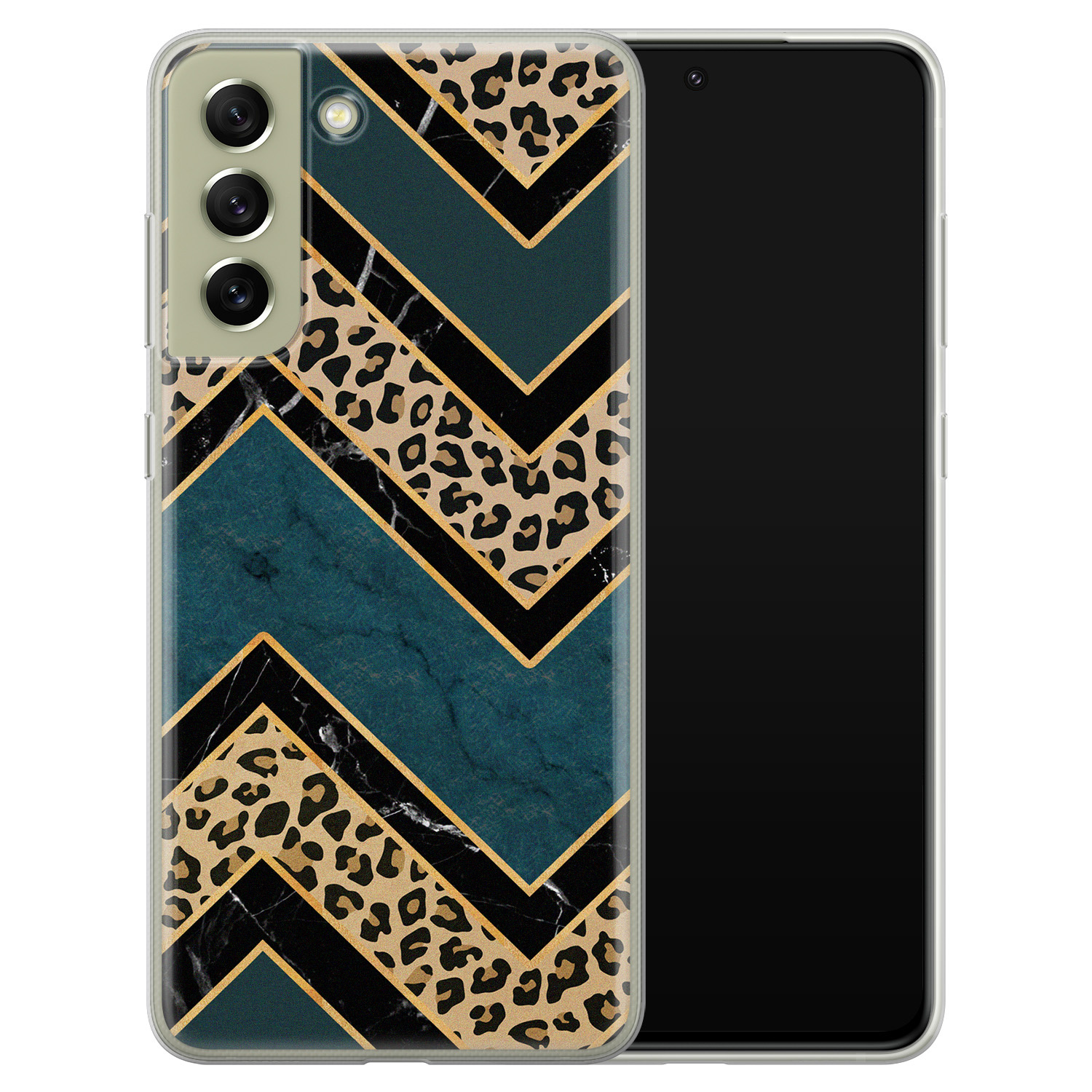 Leuke Telefoonhoesjes Samsung Galaxy S21 FE siliconen hoesje - Luipaard zigzag