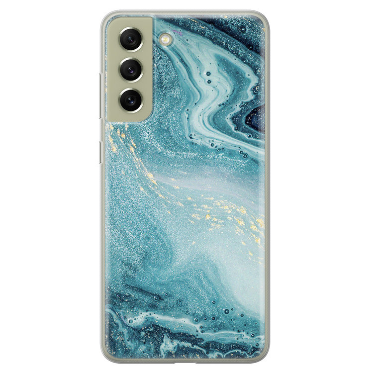 Leuke Telefoonhoesjes Samsung Galaxy S21 FE siliconen hoesje - Marmer blauw