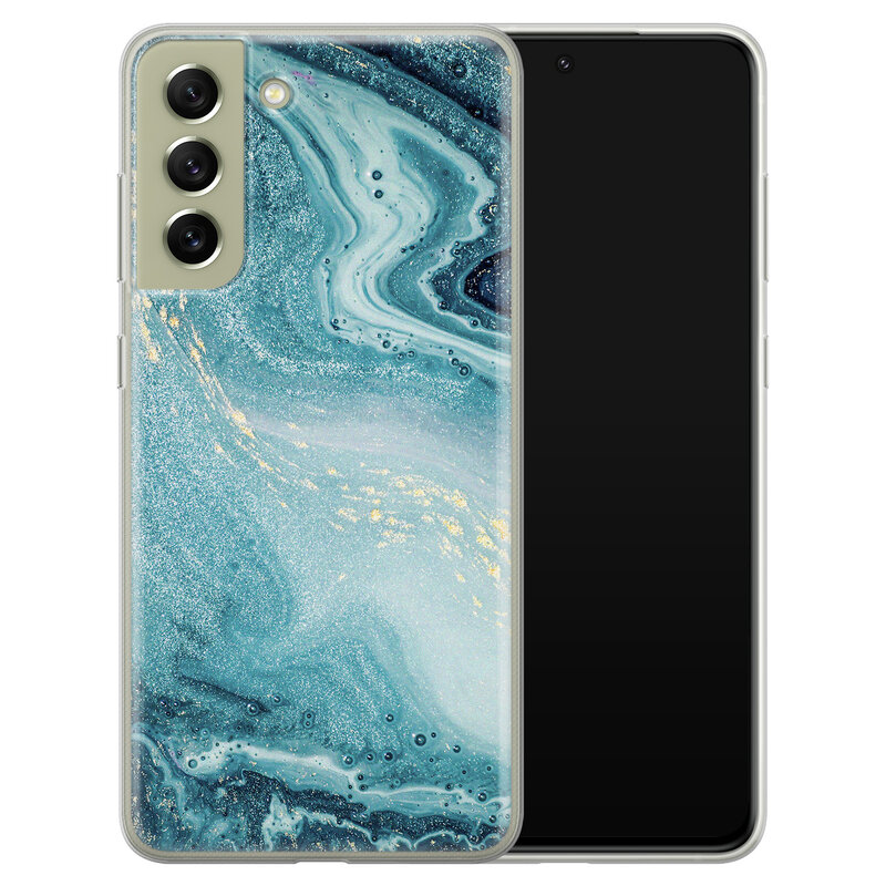 Leuke Telefoonhoesjes Samsung Galaxy S21 FE siliconen hoesje - Marmer blauw