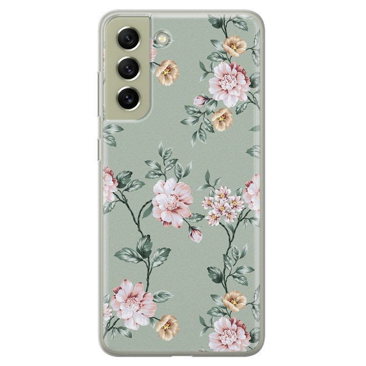 Leuke Telefoonhoesjes Samsung Galaxy S21 FE siliconen hoesje - Bloemetjes