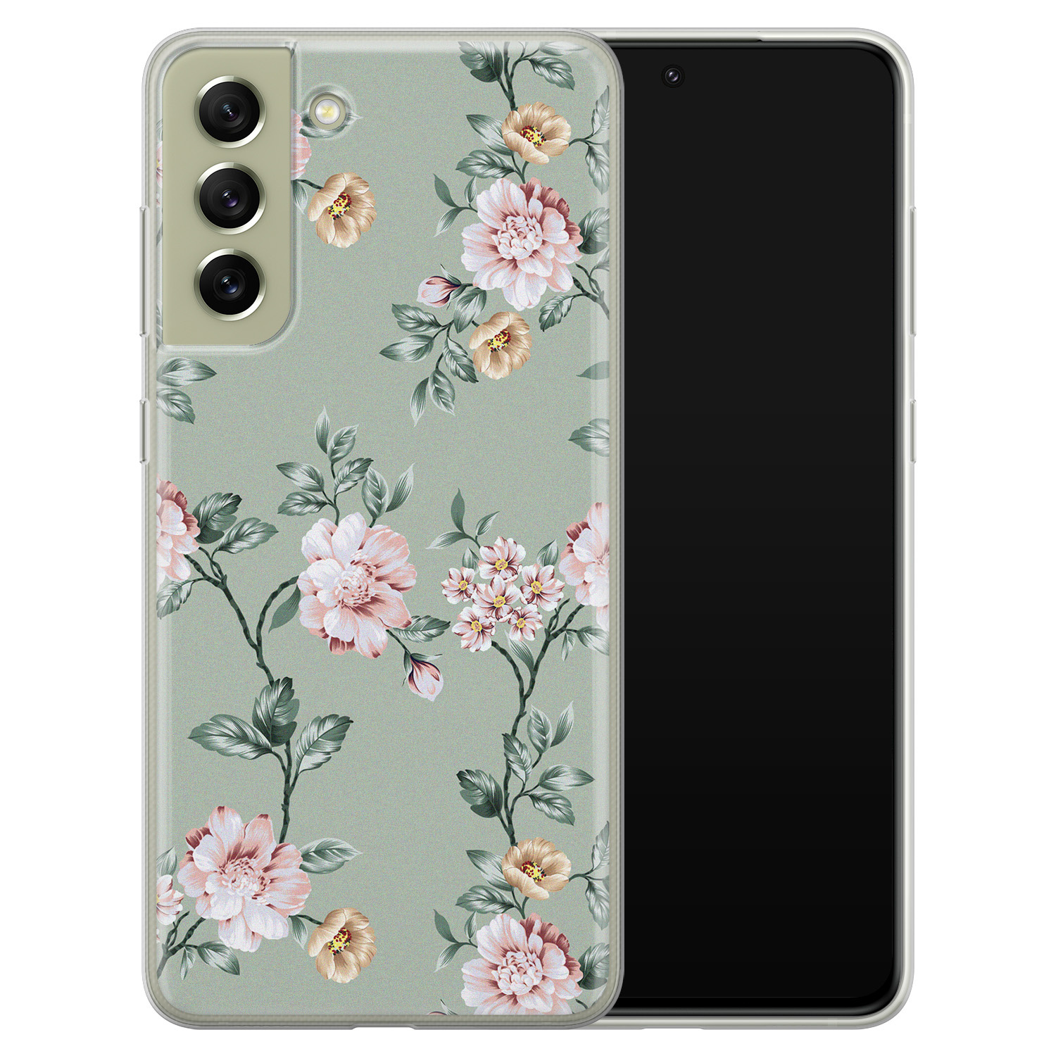 Leuke Telefoonhoesjes Samsung Galaxy S21 FE siliconen hoesje - Bloemetjes