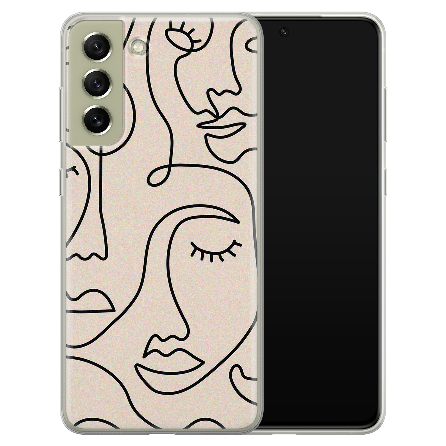 Leuke Telefoonhoesjes Samsung Galaxy S21 FE siliconen hoesje - Abstract gezicht lijnen